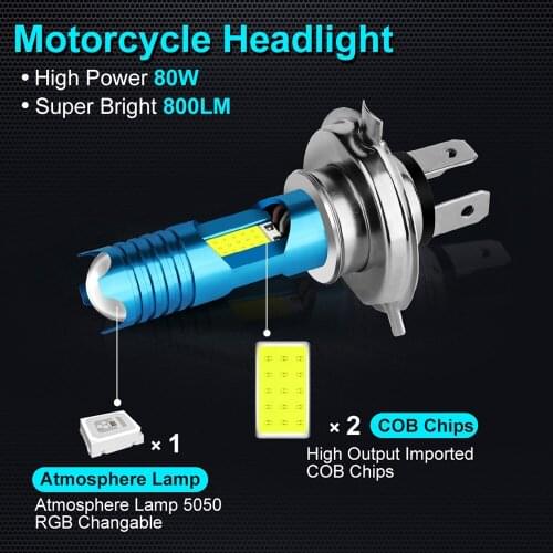 Waterproof Motorcycle Headlight RGB Changeable Car Auto Led H4 H7 P15D BA20D Wireless Motorcycle Head Lamp DRL Bulb Moto Light