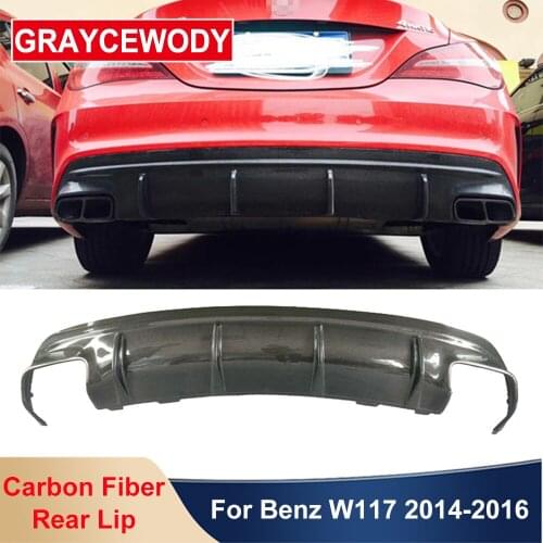 W117 Modify to AMG Style Carbon Fiber Material Rear Lip Bumper Diffuser For Mercedes Benz CLA220 CLA260 CLA200 CLA45 2014-2016