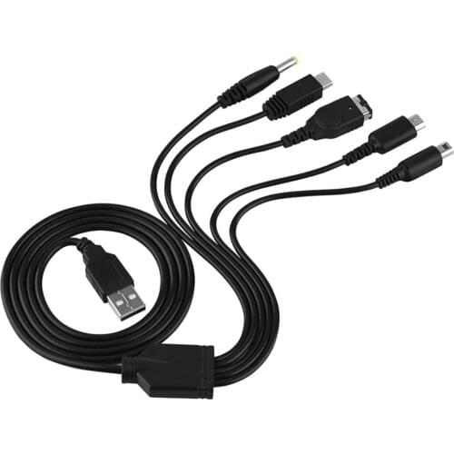 5 in 1 USB Charging Charger Cable for Nintendo Wii U New 3DS 2DS NDSL GBA SP DSi PSP 1000 2000 3000