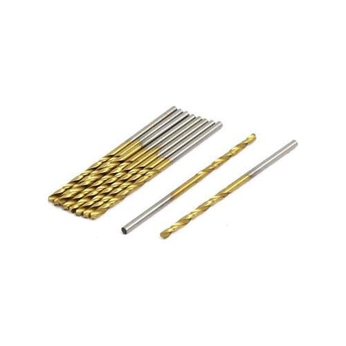 1.6mm Dia 43mm Length Titanium Plated Straight Shank Twist Drill Bit 10pcs