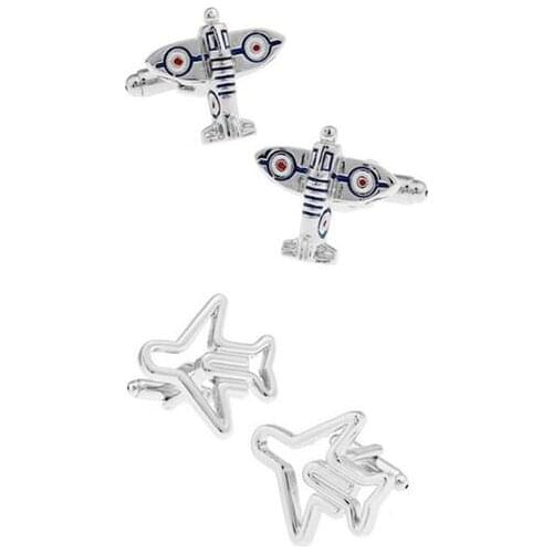 10pairs/lot Silver Hollow Air Plane Cufflinks Military Battle Plane Warplane Fighter Cuff Links Copper Plating Mens Jewelry
