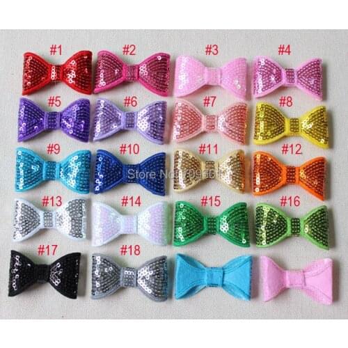 2" sequin bows kont applique 108pcs free shipping hair bows 18 colors Free Shipping