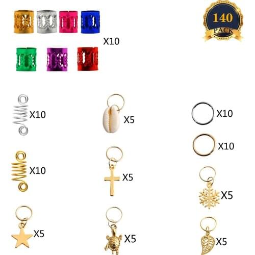 140 Braid Dreadlock Beard Hair Cuff Beads Rings Decoration Pendants Accessories Hair Braid Rings Bulk Hair Accessories