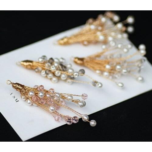 2pcs Korean Handmade Baroque Copper Pearl Earrings Crystal Beads Drop Earrings For Woman Fashion Jewelry Diy Fashion Accessories