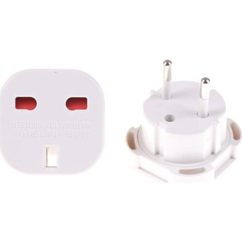 2 pcs Plug UK To EU Plug Adapter Socket Plug Converter Travel Electrical Power Adapter Socket