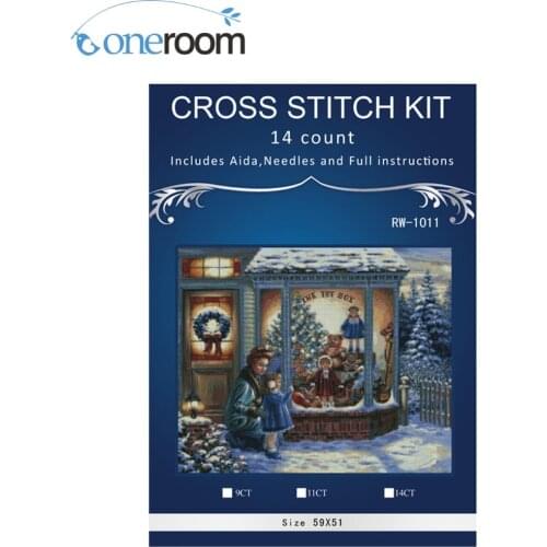 59*5CM Christmas night home Decor counted 4ct white canvas similar DMC Cross Stitch kits4CT Set DIY embroidery3thth3th