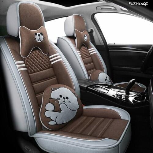 FUZHKAQI flax car seat covers For Hyundai IX35 IX25 Sonata Santafe Tucson ELANTRA Accent i20 i30 i40 automobiles accessories