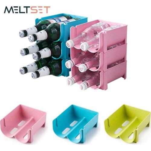Refrigerator Beer Beverage Storage Box Kitchen Cans Bottle Storage Rack Stackable Wine Bottles Holder Refrigerator Organizer