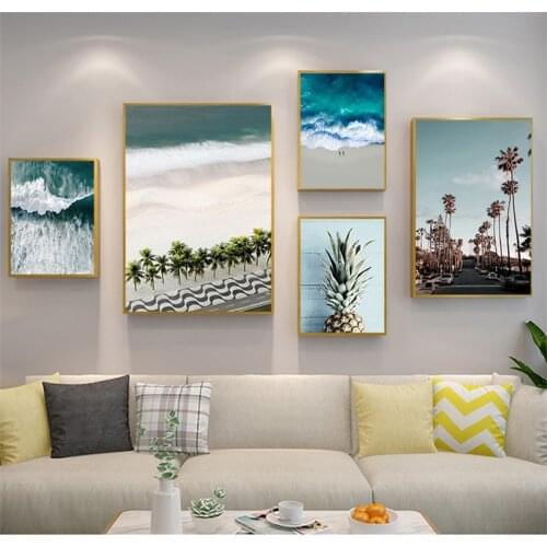 Canvas Print Painting Nordic Living Room Decor Scandinavian Decoration Picture Wall Art Poster Ocean Waves Sea Beach Landscape