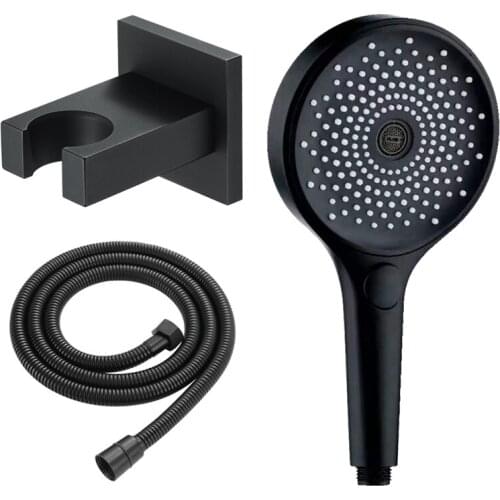 Bathroom Round ABS Handheld Shower Head with Brass Base and 1.5M Stainless Steel Hose Household Handheld Shower Set