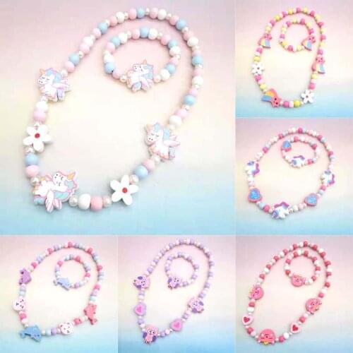 Cute Animal Flower Cartoon Flower Childrens sweater necklace bracelet for children gift cp2585