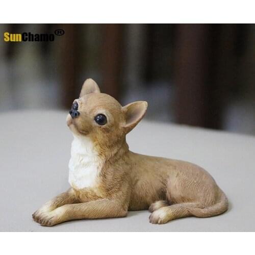 Mini Chihuahua Dog Model Car Decoration Resin Crafts Collection Gifts Gifts Decoration Creative Home Decor Crafts Ornaments