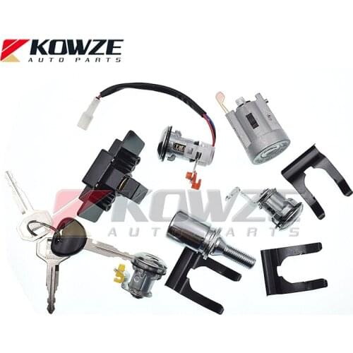 KOWZE MR259766 Lock Cylinder Key Set fit for Mitsubishi Pajero Montero II 2nd 1990-2004 MR259744 4G54 4G64 4M40 6G72 V31W V32W