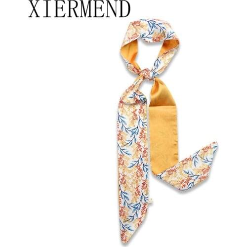 2021 new National style flowers long small scarf scarves women spring summer multifunctional hair band womwn skinny scarf