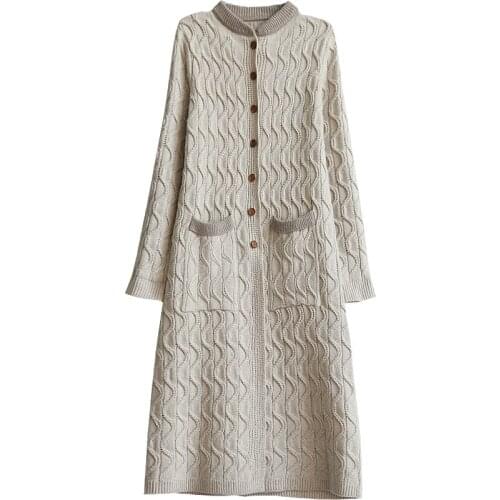 New Spring Autumn Womens Knitted Sweaters Trendy Winter Thick Lady Cardigans Hoodies Loose Female Long Coats Quality Outerwear