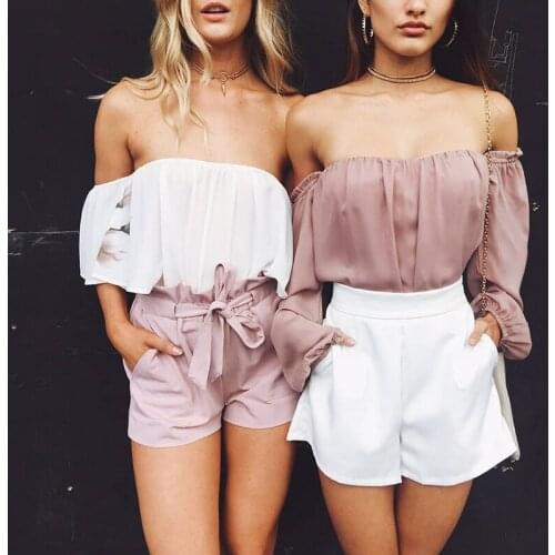 New Sexy Slash Neck Off Shoulder Blusas Women 2019 Spring Summer Chiffon Shirts Long Sleeve Blouse Vintage Lady Tops Plus Size