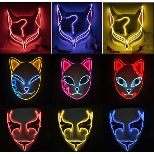New Designed Glowing Halloween Party Mask Flashing LED Mask Cosplay Mask Costume Props Glow Party Supplies Anonymous Masker Girl