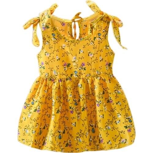 Baby Girls Dress Summer Casual Children Clothes Floral Pattern Strap Cotton Sleeveless Pageant Sundress Kids Dresses For Girl