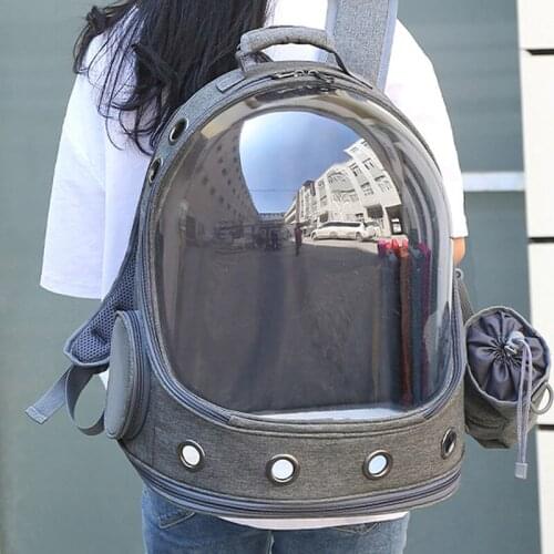 Portable Outside Cat BackPack Canvas Breathable Backpack Transparent Skylight Go Out Easily Pet Bag For Puppy Dog Cat