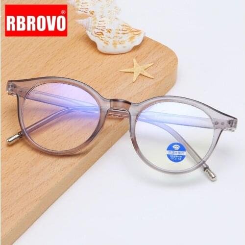 RBROVO 2021 Retro Round Glasses Frame Computer Plastic Glasses Frame For Women/Men Anti-blue Light Prescription Eyeglasses