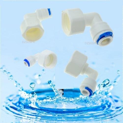 RO Water Fitting Elbow 1/4" 3/8" OD Hose 1/4" 1/2" 1/8" BSP Female Thread Plastic Pipe Quick Osmose Reversa Aquario Connector