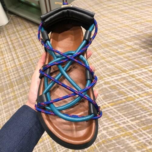 Japanese Korea Style Sandals Female 2021 Summer New Open-toed Fish-mouth Narrow Strap Cross flat Casual Roman Shoes