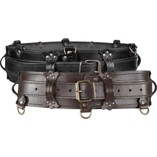 Medieval Festival Girdle Wide Leather Belt Steampunk Gothic Waist Protector Larp Celtic Knight Cosplay Waistband For Men Women