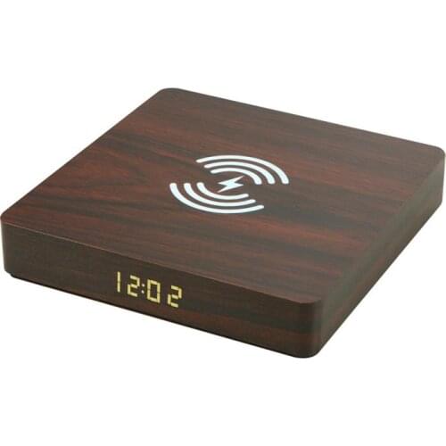 Modern Wooden Wireless Charger For Iphone Huawei Samsung IPhone Wireless Induction Pad Multifunction Clock Display