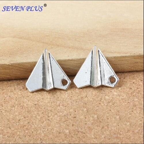 High Quality 6 Pieces/Lot 17mm*18mm Antique Silver Plated Alloy Plane Airplane Charms For Jewelry Making