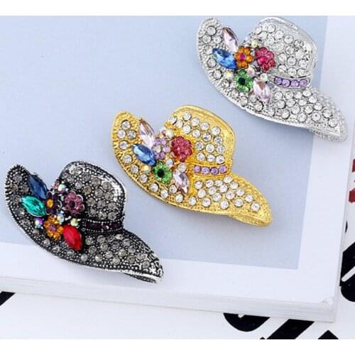 Banquet Full Dress Hat Collar Brooch Fashion Gold Silver Hat Brooch Colours Rhinestone Brooches For Women Pins Accessories Gift