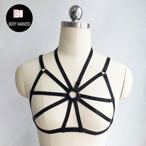 Women New black body harness handmade gothic harness cage bra harajuku sexy bondage lingerie harness bra