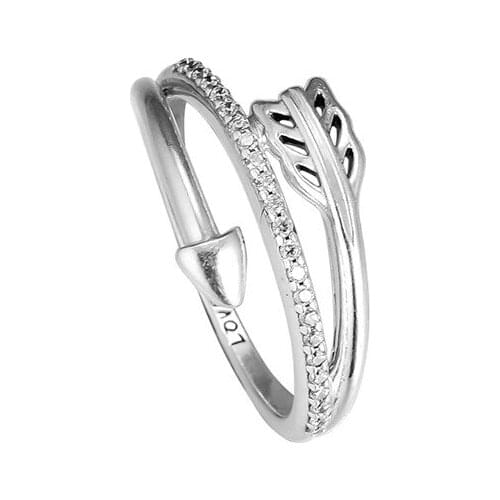 Clear CZ Sparkling Cupid Love Arrow Silver Rings for Women Valentine Day 925 Sterling Silver Rings Jewelry Pave Stone Grils Ring