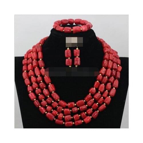 Womens Wedding charm Fashion Christmas Coral Necklace bracelet earring Wedding Party Jewelry Set new-jewelry real Ms