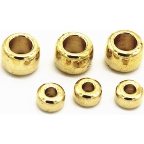 100 PCS 5mm 6mm 7mm 8mm 10mm Metal Raw Brass Flat Round Spacer Beads DIY Hole Beads For Jewelry Making