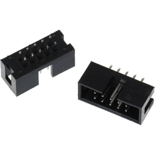 10 Pcs DC3 10 Pin 2x5 Pin Double Row 2.54mm Pitch Straight Pin Male IDC Box Header Connector