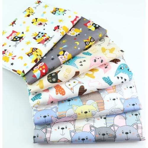 160cm*50cm Korean cat and owl bedding cotton fabric Printed Cloth Decorative Cloth Pillow Cushion Quilt cover diy cotton cloth