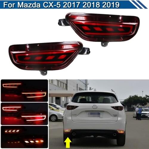 LED Rear Bumper Reflector lights For Mazda CX-5 CX5 2017 2018 2019 funcntions as LED Rear Bumper Brake Light Dynamic Turn light