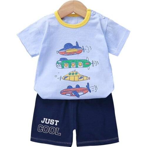 2021 Summer Baby Boys Girls Clothing Sets 100% Cotton Boy Clothes Set 2Pcs Cartoon T-shirt Pants Comfortable Baby Child Top