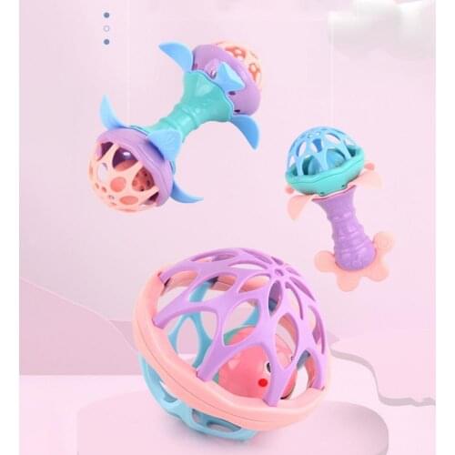 3Pcs Rattle Toy Wear-resistant Safe Soft Glue Shaking Bells Hammer for Newborn Toddler Early Education Cognition