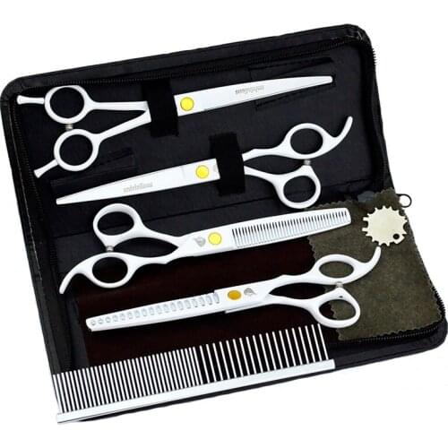 7 inch Pet Dog Cat Hair Clippers Pet Dog Gromming Scissors Pet Straight &Thinning & Up Curved Scissors Kit Pet Gromming Tools