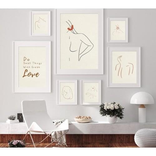 Abstract Sexy Woman Body Line Canvas Poster Nordic Beige Picture Wall Art Print Painting Minimalist Scandinavian Home Decoration