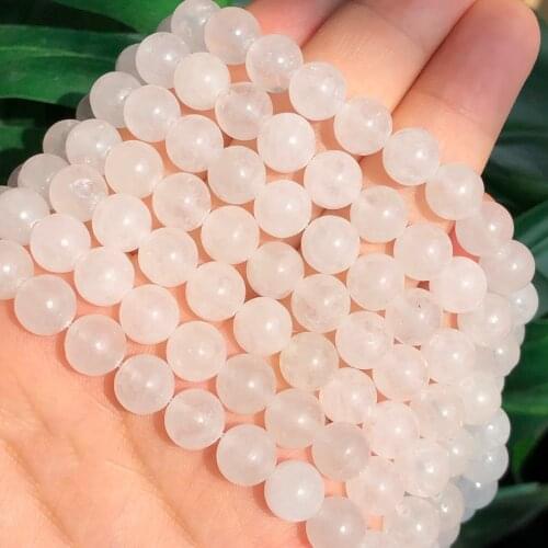 Natural Stone White Marble Jades Chalcedony Beads Round Loose Spacer Beads For Jewelry Making 4/6/8/10mm DIY Bracelet Necklace