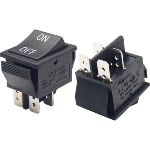 ON-OFF Black Momentary DPDT Rocker Switch 3 Position 6 Pin Power Switch 16A 250VAC Push Button Switch