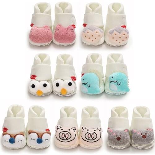 0-18M Baby Winter Warm First Walkers Cotton Floor Shoes Comfortable Cute Infant Shoes Soft Sole Indoor Shoes For Baby Kids Care