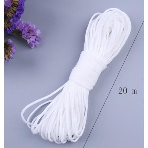 20M Elastic Band Round 3/5mm Mask Rope Mouth Masks Lanyard for Face Masks Ear Strap Fabric Protective Mask Cord