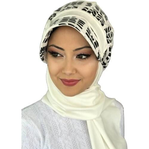 Islamic Fashion Muslim Hijab Hijab Trend Hijab Scarf Bone Ready Shawl Scarf Buckle Hat Black Shape Pattern White Horsehair Hat