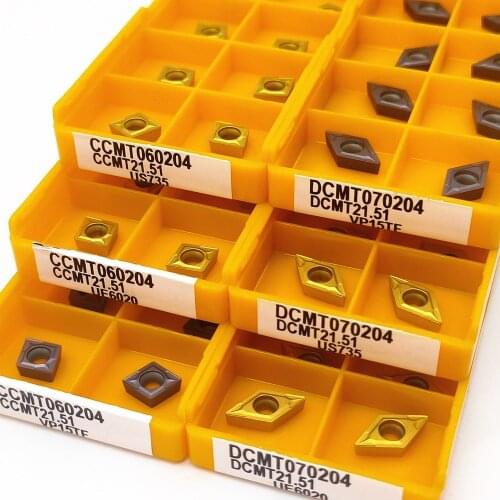 10PCS Carbide Insert CCMT060204 VP15TF UE6020 US735 DCMT070204 VP15TF UE6020 US735 Inner Round Milling Tool CNC Blade Lathe Tool