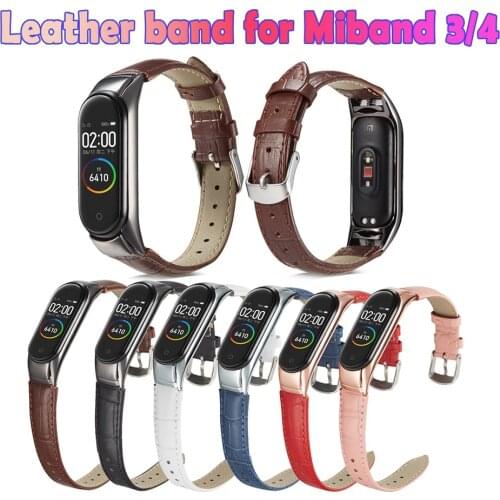 Leather Bracelet For Xiaomi Mi Band 4 Genuine Wrist Strap Replacement Watch Smart Accessories For Mi Band 3/4 Wristband Belt