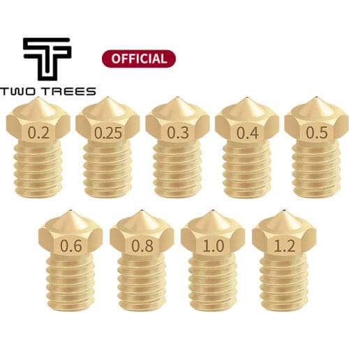 5Pcs/lot for E3D V5 Nozzle 0.2/0.25/0.3/0.4/0.5/0.6/0.8/1.0/1.2mm Copper 1.75mm Filament M6 Threaded Brass 3D Printer Part