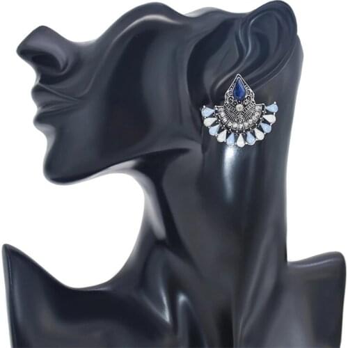 Fashion Rhinestone Semicircle-shape Flower Indian Earrings Charms Pendant For Woemn Silver Color Wear Earrings Jewelry